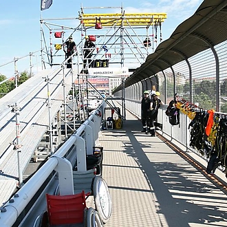 Nusle Bridge abseil on wheelchair 2017